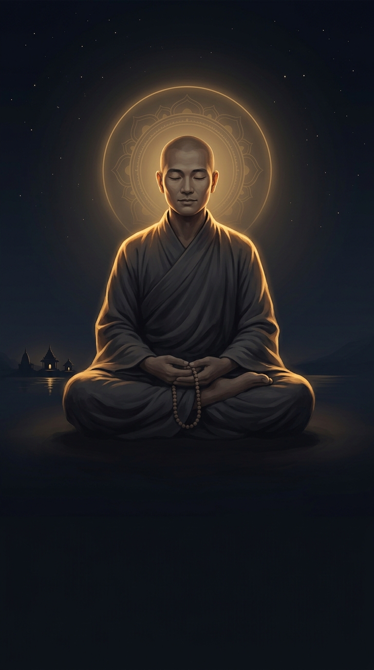Illustration of a meditating monk